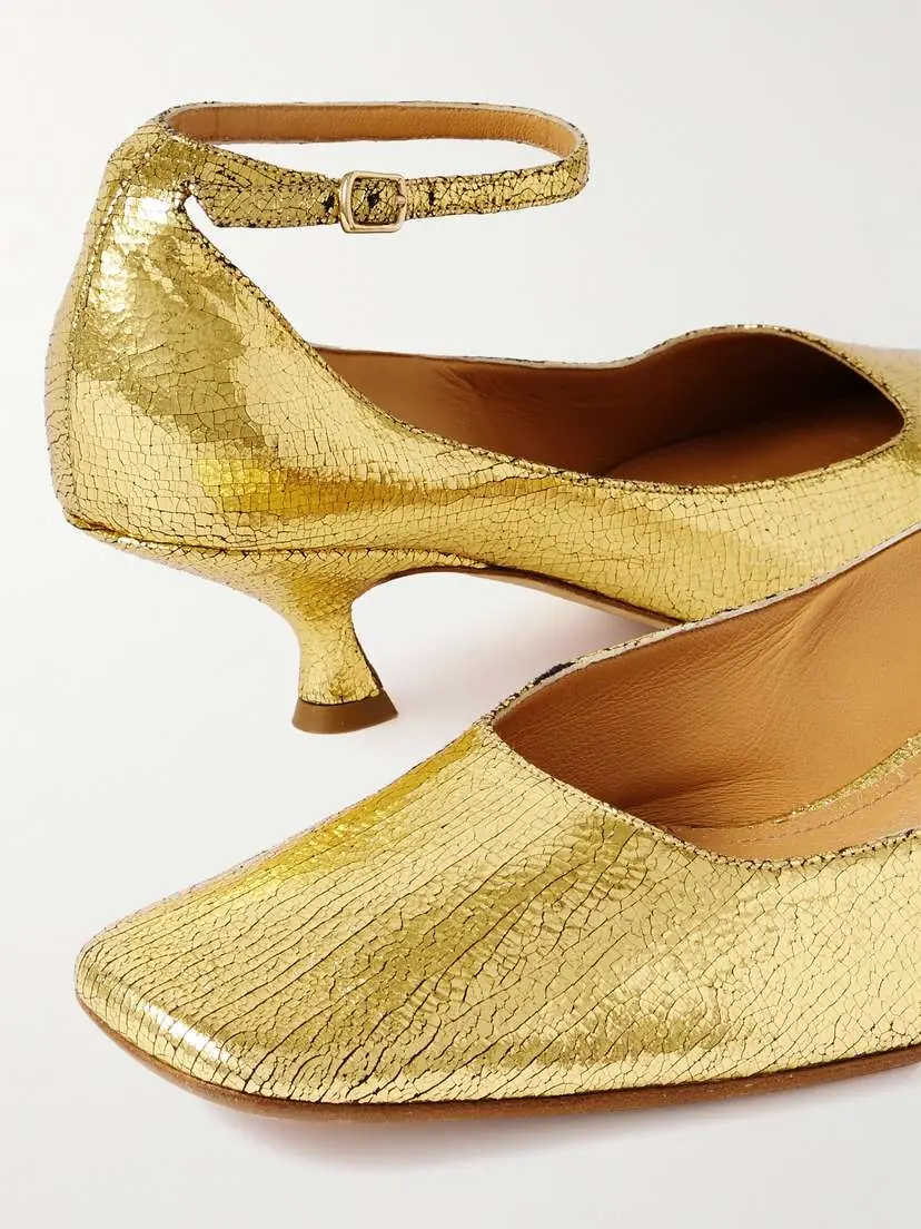 Calvin Klein Collection Anna Metallic Cracked-leather Pumps | Thumbnail 4