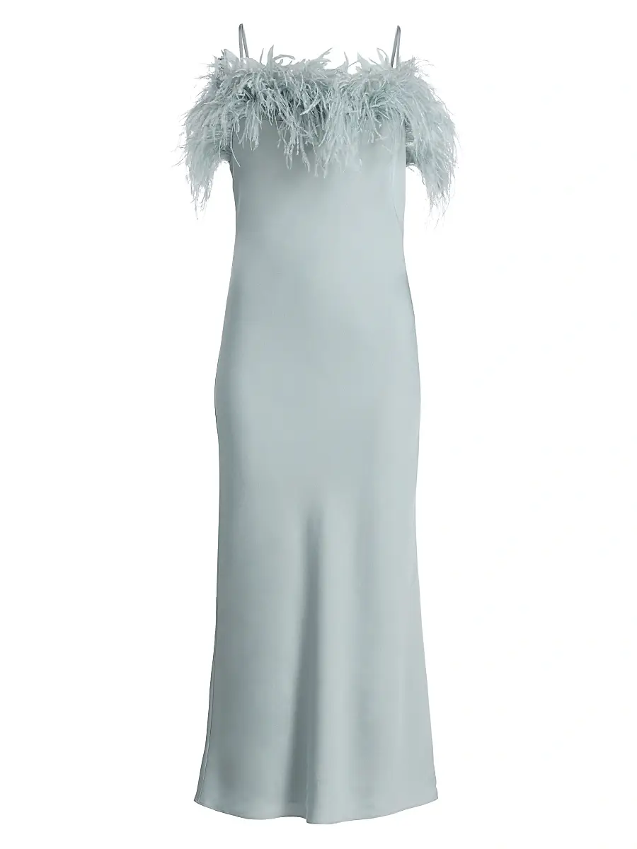 A.L.C. Women's Odette Feathered Crepe Midi-Dress - Slate Blue | Image 1 A.L.C. Women's Odette Feathered Crepe Midi-Dress - Slate Blue | Image 1