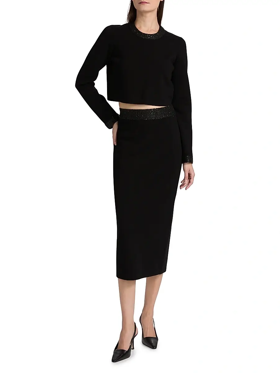 A.L.C. A. L.C. Women's Marley Embellished Long-Sleeve Crop Top | Thumbnail 2 A.L.C. A. L.C. Women's Marley Embellished Long-Sleeve Crop Top | Thumbnail 2