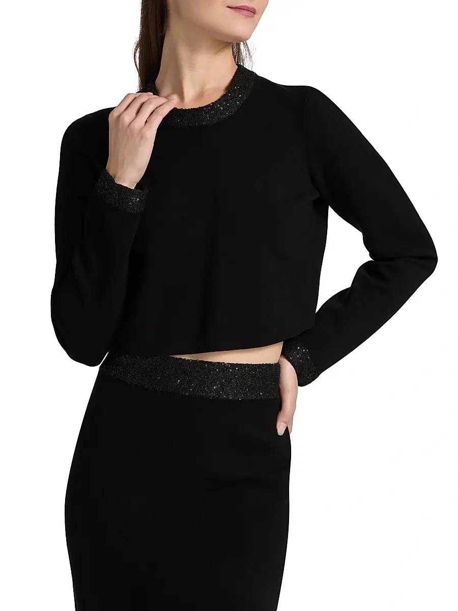 A.L.C. A. L.C. Women's Marley Embellished Long-Sleeve Crop Top | Thumbnail 3 A.L.C. A. L.C. Women's Marley Embellished Long-Sleeve Crop Top | Thumbnail 3