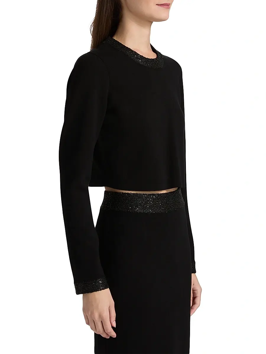 A.L.C. A. L.C. Women's Marley Embellished Long-Sleeve Crop Top | Thumbnail 4 A.L.C. A. L.C. Women's Marley Embellished Long-Sleeve Crop Top | Thumbnail 4