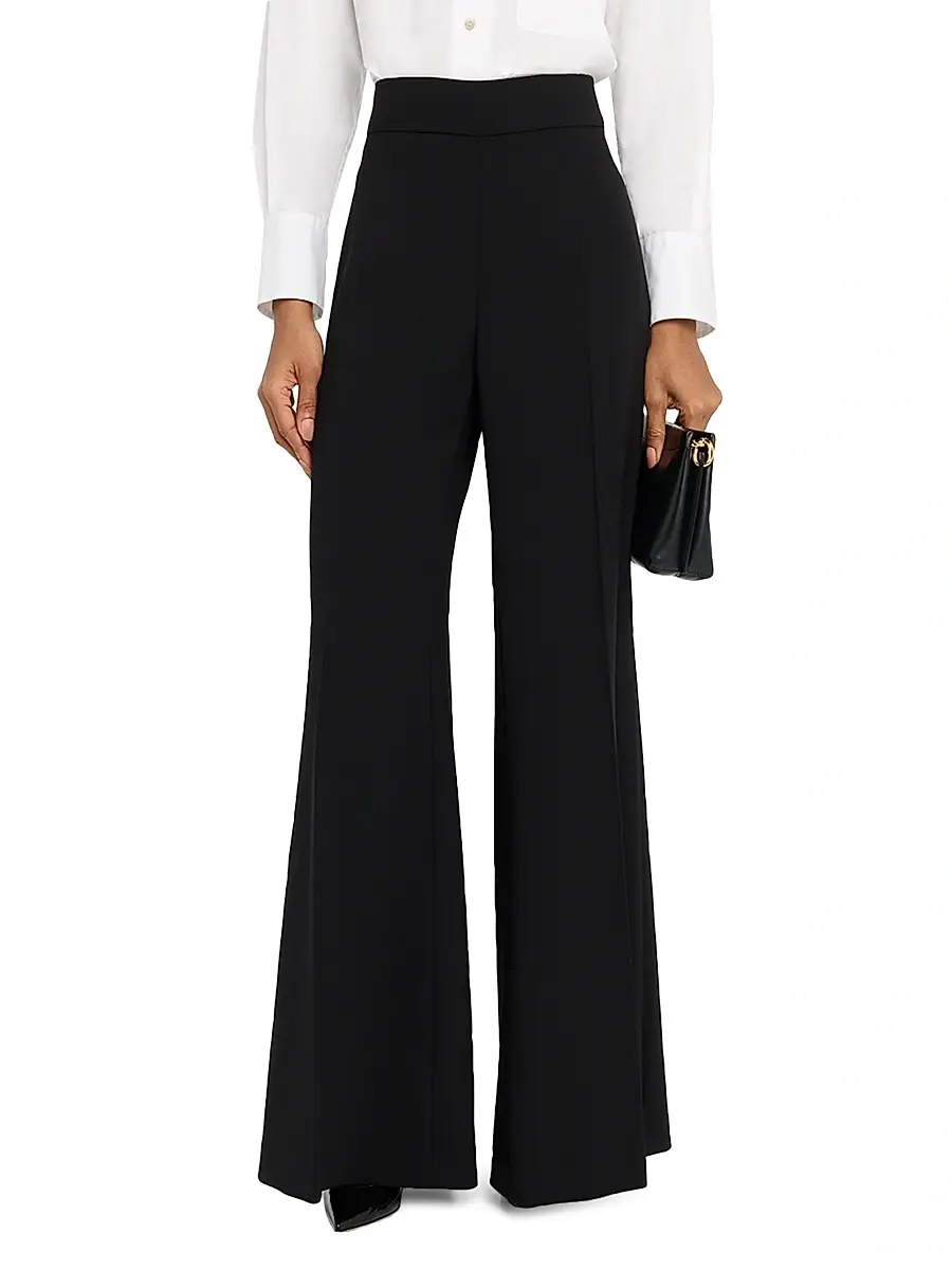 Carolina Herrera Women's High-Rise Wool Wide-Leg Pants - Black | Thumbnail 3 Carolina Herrera Women's High-Rise Wool Wide-Leg Pants - Black | Thumbnail 3