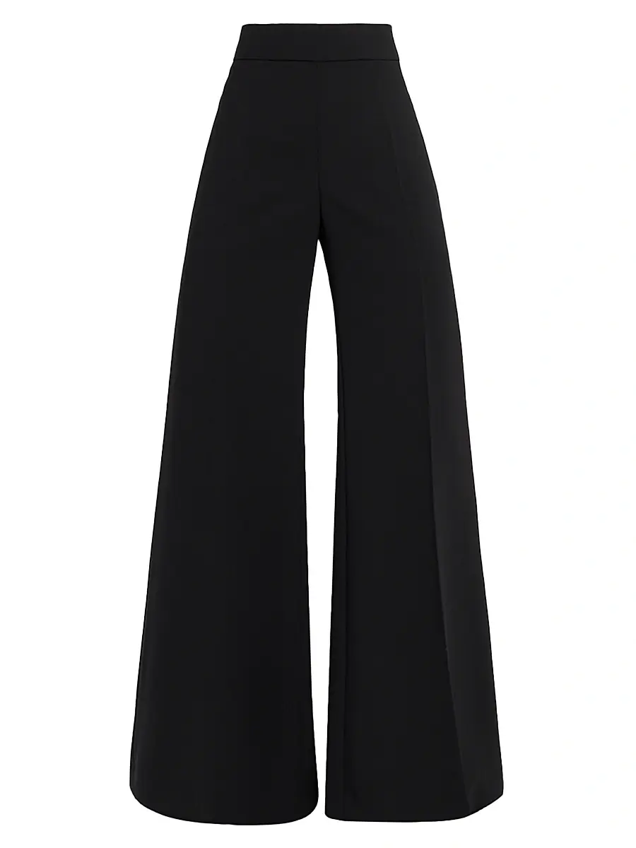 Women's High-Rise Wool Wide-Leg Pants - Black Women's High-Rise Wool Wide-Leg Pants - Black