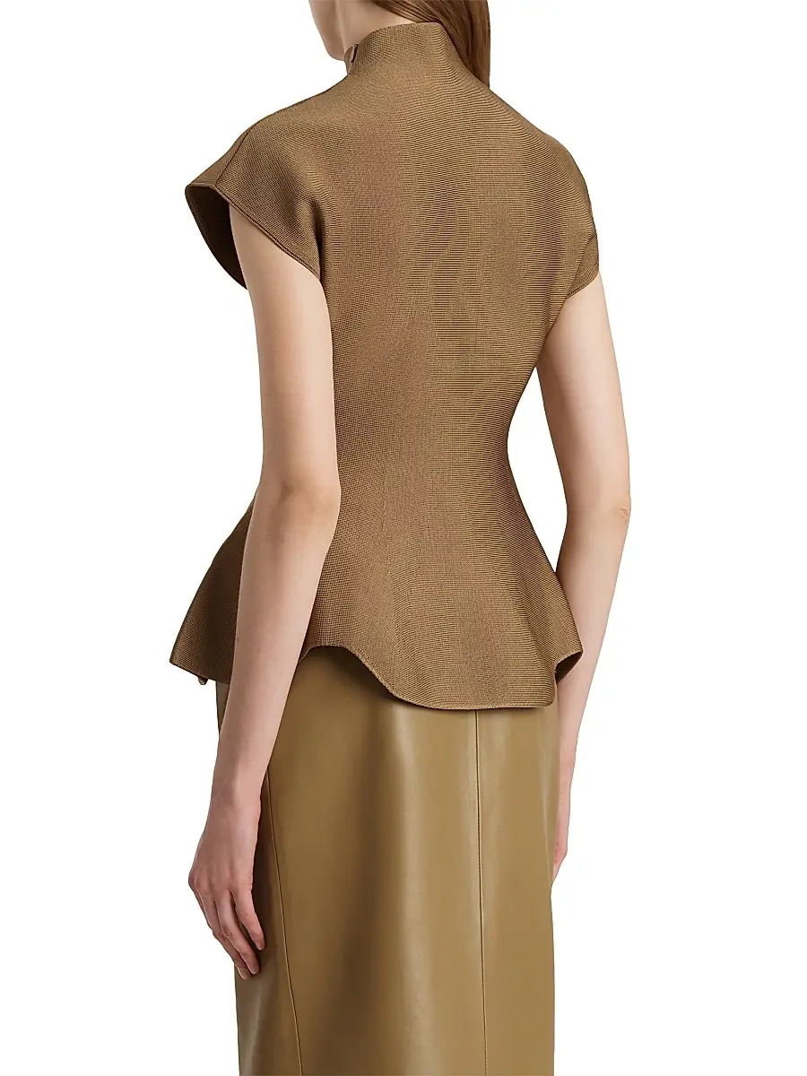 Khaite Women's Knit Peplum Hem Top - Carob | Thumbnail 4 Khaite Women's Knit Peplum Hem Top - Carob | Thumbnail 4