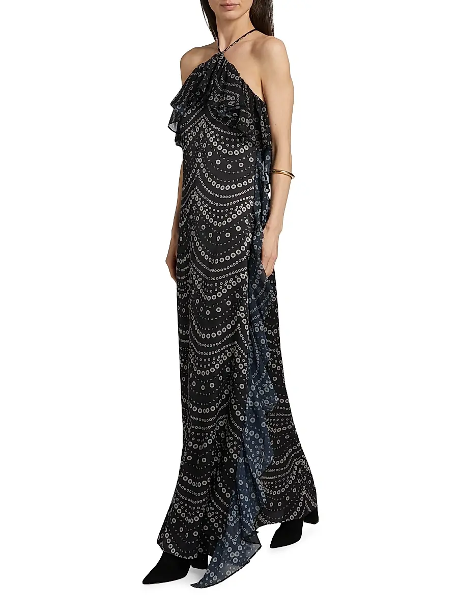 Misa Los Angeles Women's Lupita Polka Dot Chiffon Halterneck Maxi Dress | Thumbnail 2 Misa Los Angeles Women's Lupita Polka Dot Chiffon Halterneck Maxi Dress | Thumbnail 2