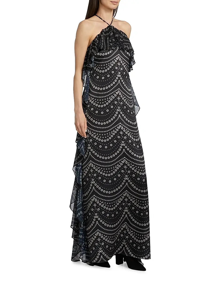 Misa Los Angeles Women's Lupita Polka Dot Chiffon Halterneck Maxi Dress | Thumbnail 4 Misa Los Angeles Women's Lupita Polka Dot Chiffon Halterneck Maxi Dress | Thumbnail 4