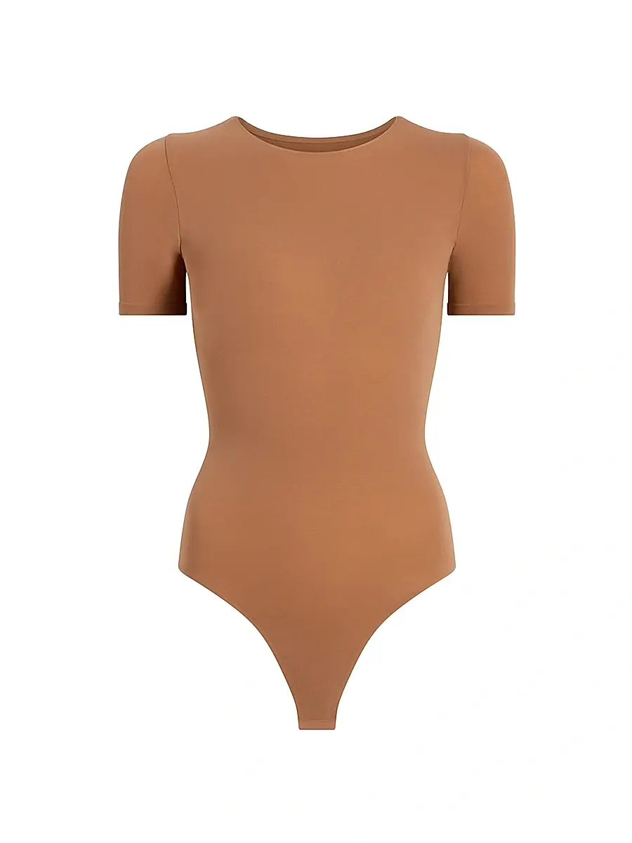 Commando Women's Ballet Short-Sleeve Thong Bodysuit - Brown | Image 1 Commando Women's Ballet Short-Sleeve Thong Bodysuit - Brown | Image 1