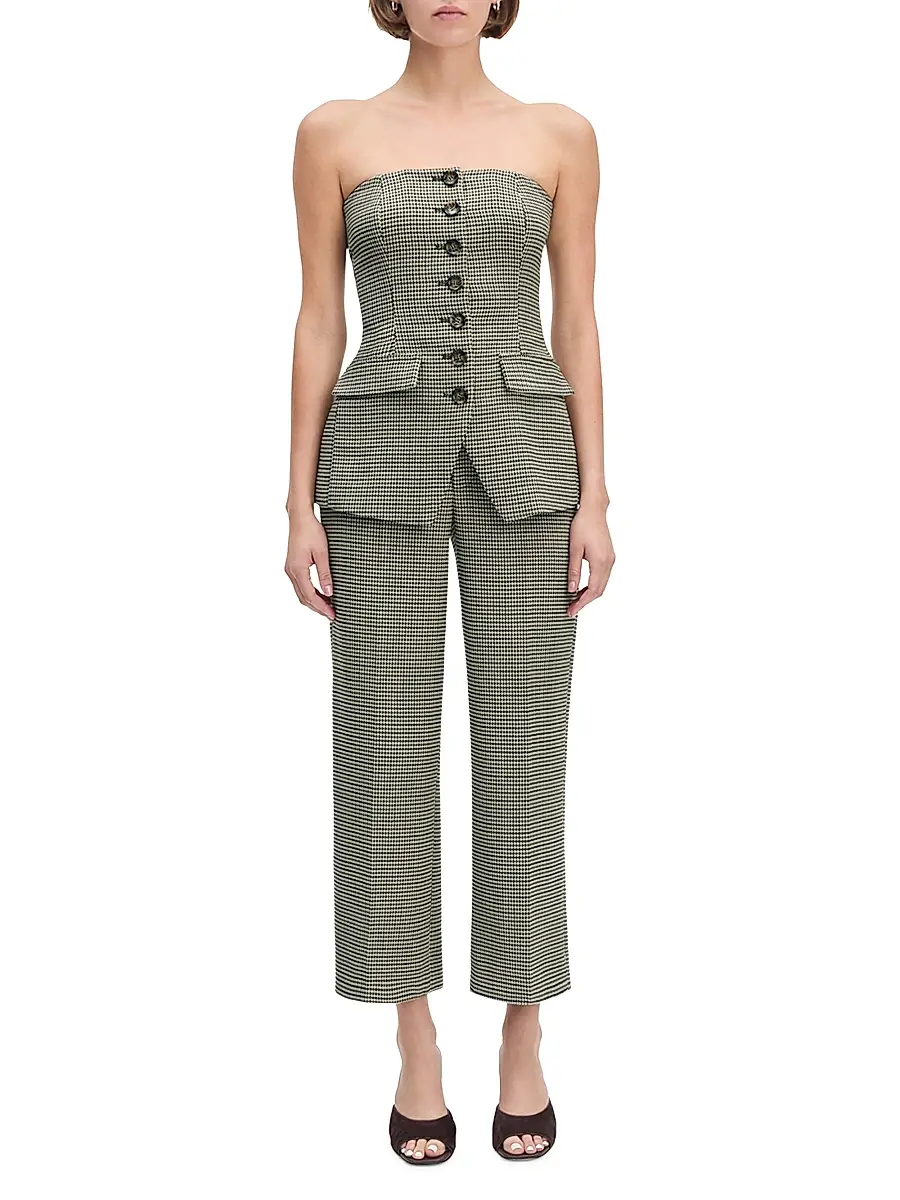 Favorite Daughter Women's Phoebe Houndstooth Bustier | Thumbnail 2 Favorite Daughter Women's Phoebe Houndstooth Bustier | Thumbnail 2