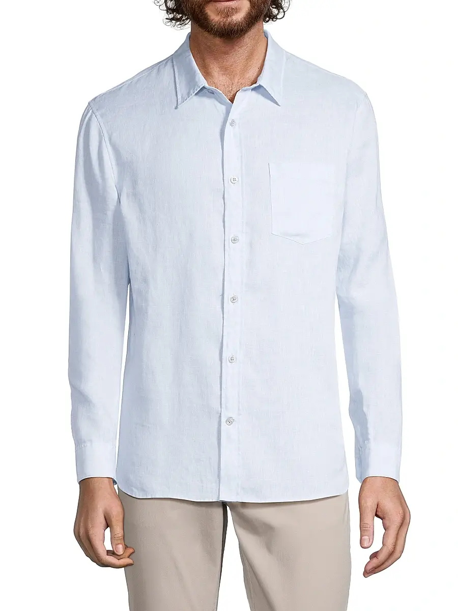 Vince Men's Linen Button-Front Shirt | Thumbnail 3 Vince Men's Linen Button-Front Shirt | Thumbnail 3