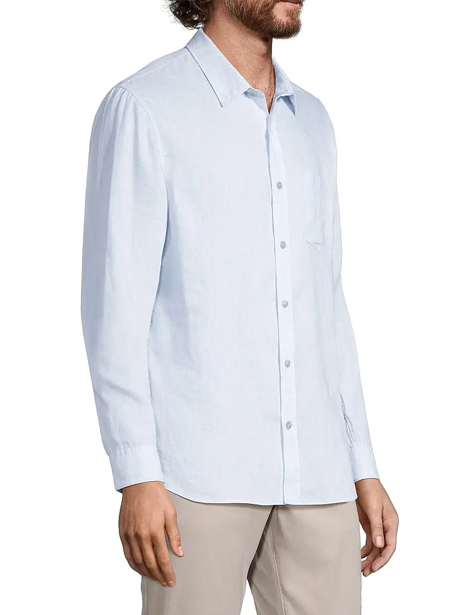 Vince Men's Linen Button-Front Shirt | Thumbnail 4 Vince Men's Linen Button-Front Shirt | Thumbnail 4