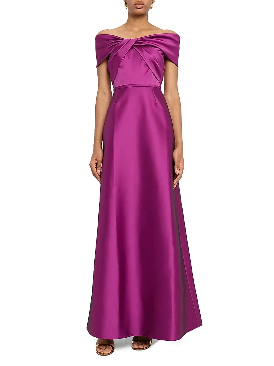 Teri Jon by Rickie Freeman Women's Mikado Off-The-Shoulder Gown | Thumbnail 3 Teri Jon by Rickie Freeman Women's Mikado Off-The-Shoulder Gown | Thumbnail 3