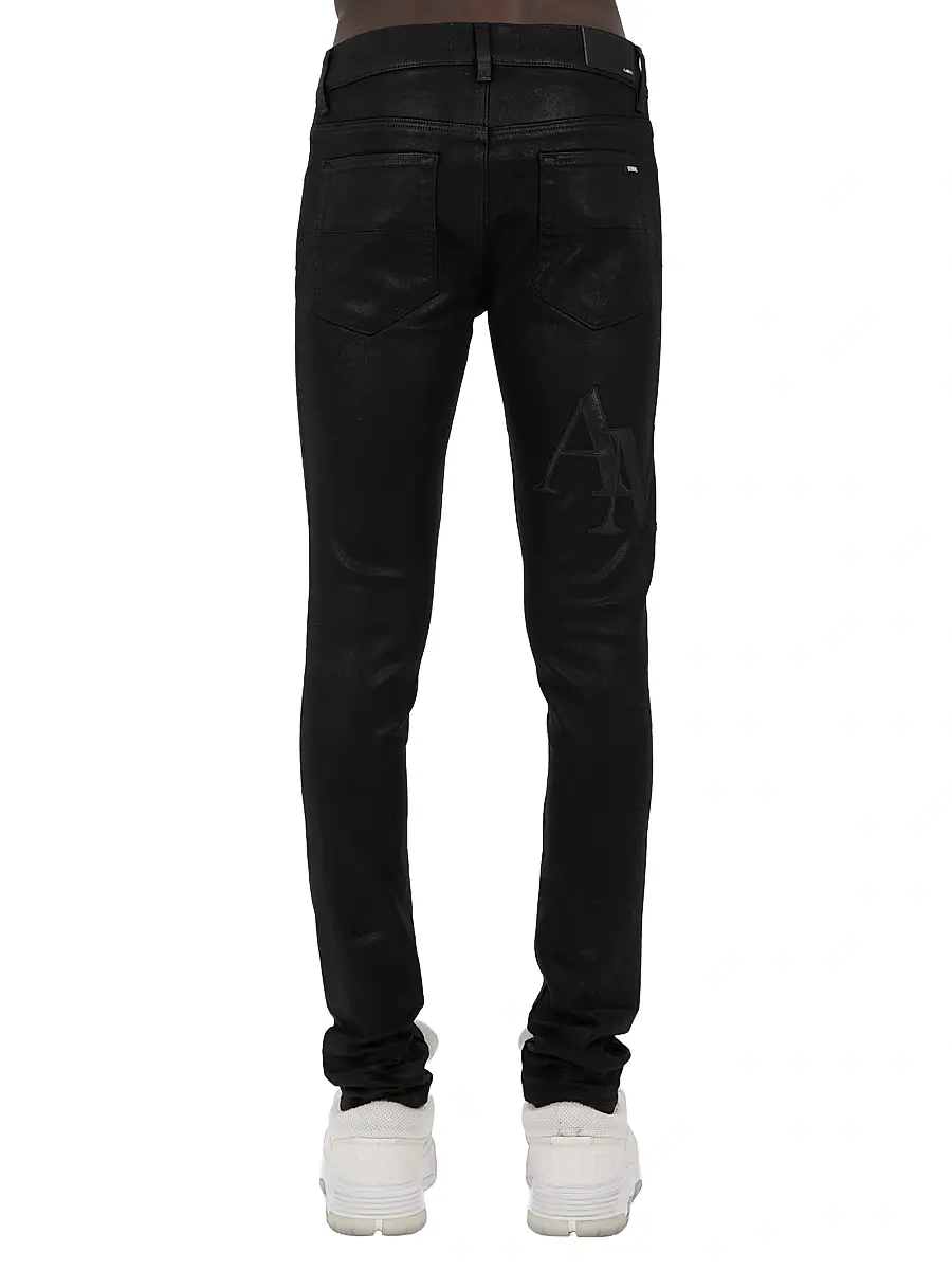AMIRI Men's Staggered Logo Waxed Skinny Jeans | Thumbnail 3 AMIRI Men's Staggered Logo Waxed Skinny Jeans | Thumbnail 3