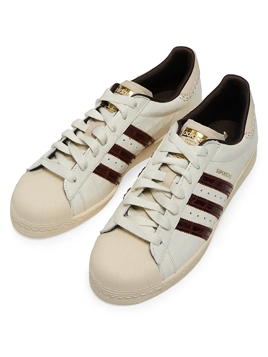 adidas Men's x Wales Bonner Superstar Crocodile-Embossed Leather Sneakers - Wonder White Fox Brown | Thumbnail 4 adidas Men's x Wales Bonner Superstar Crocodile-Embossed Leather Sneakers - Wonder White Fox Brown | Thumbnail 4