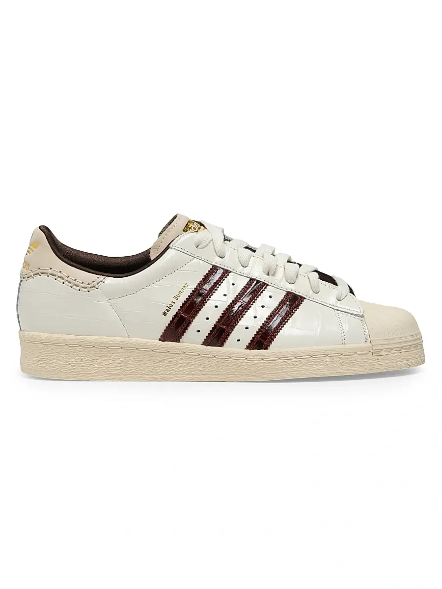 Men's x Wales Bonner Superstar Crocodile-Embossed Leather Sneakers - Wonder White Fox Brown Men's x Wales Bonner Superstar Crocodile-Embossed Leather Sneakers - Wonder White Fox Brown