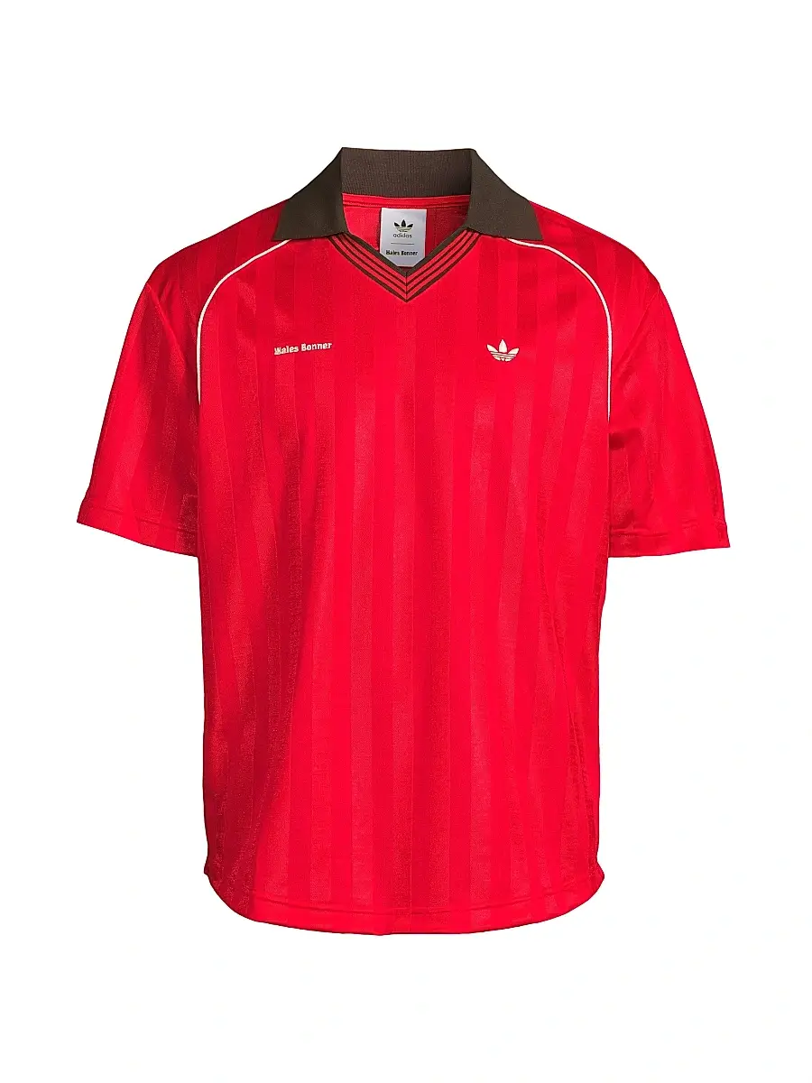 adidas Men's x Wales Bonner Football T-Shirt - Better Scarlet | Image 1 adidas Men's x Wales Bonner Football T-Shirt - Better Scarlet | Image 1