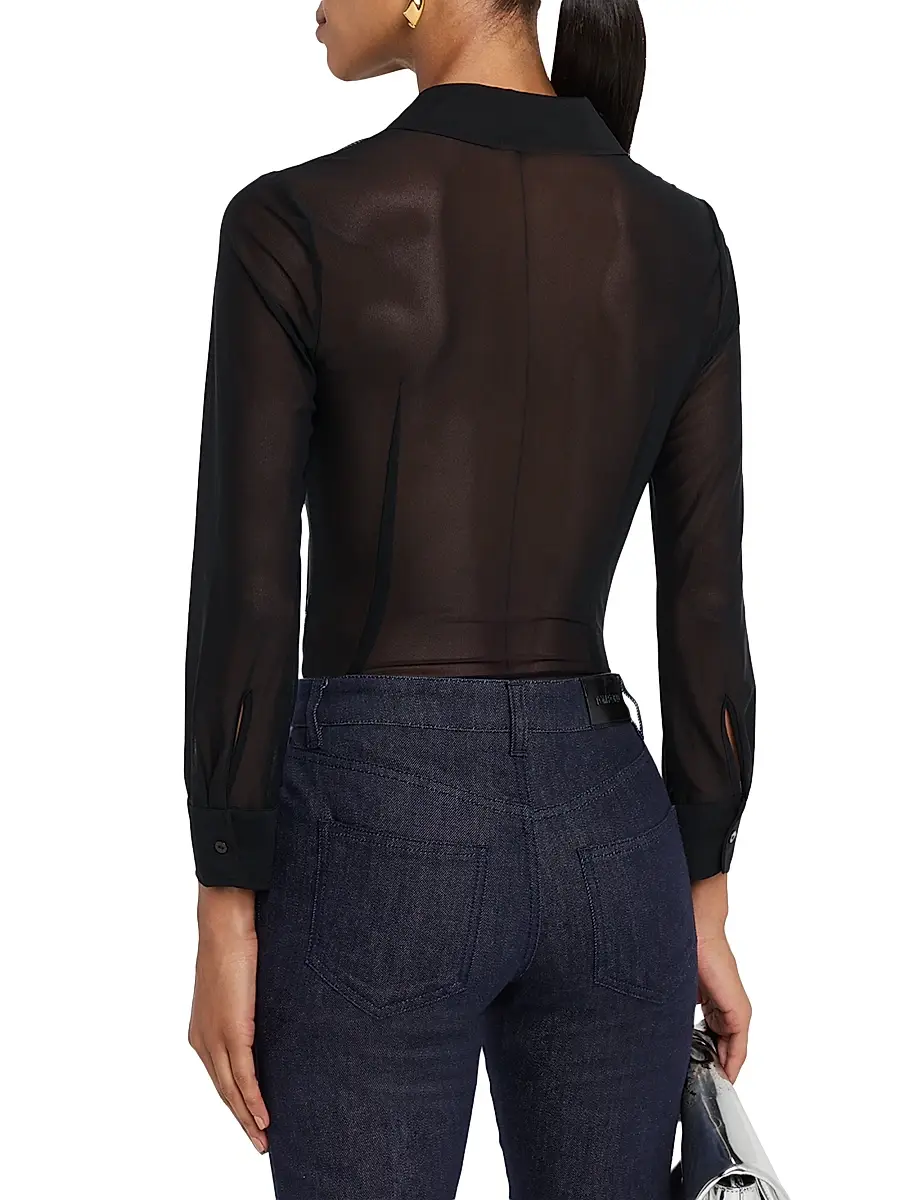 L'Agence Women's Indiana Sheer Fitted Blouse | Thumbnail 4