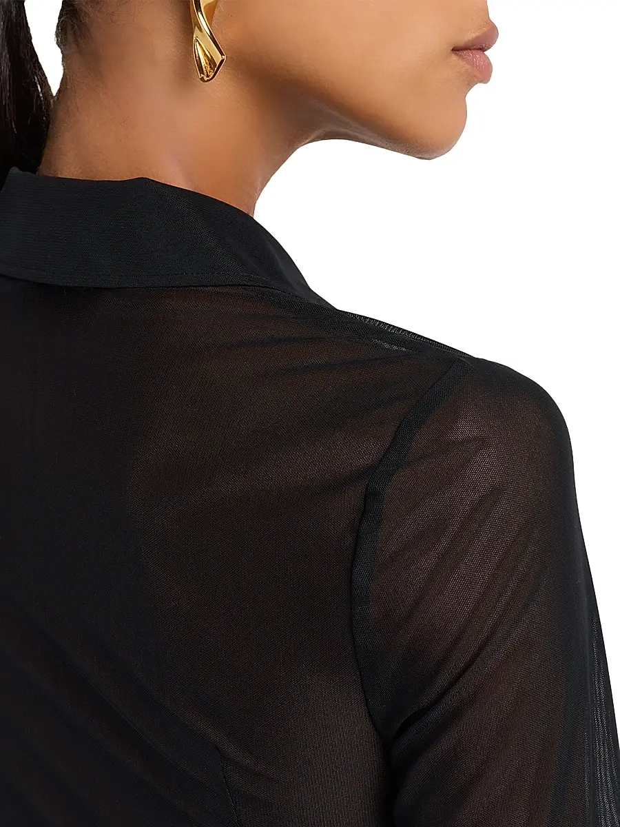 L'Agence Women's Indiana Sheer Fitted Blouse | Thumbnail 5
