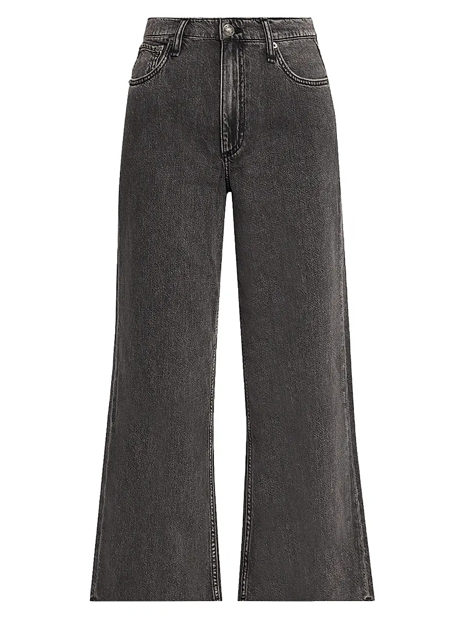 rag & bone Women's Andi Featherweight High-Rise Wide-Leg Ankle Jeans