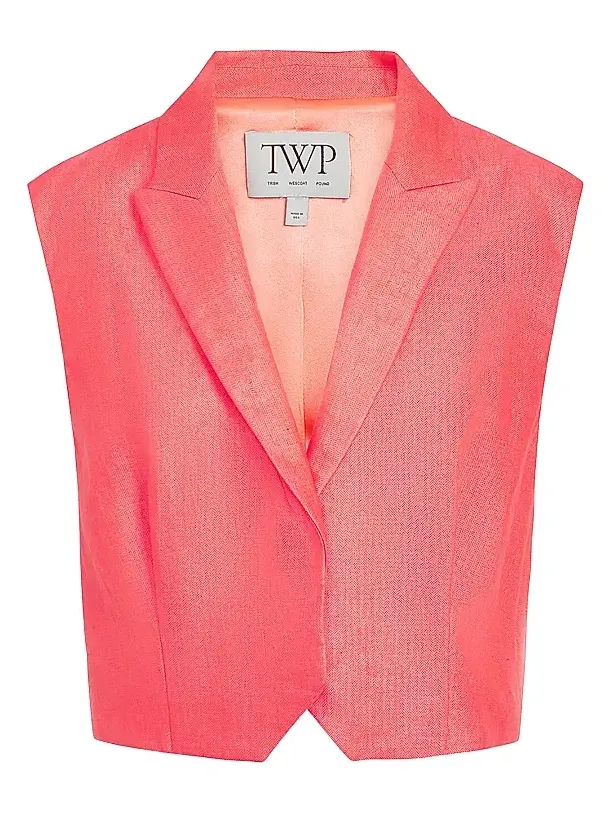 TWP Women's Katie Linen-Blend Tailored Vest