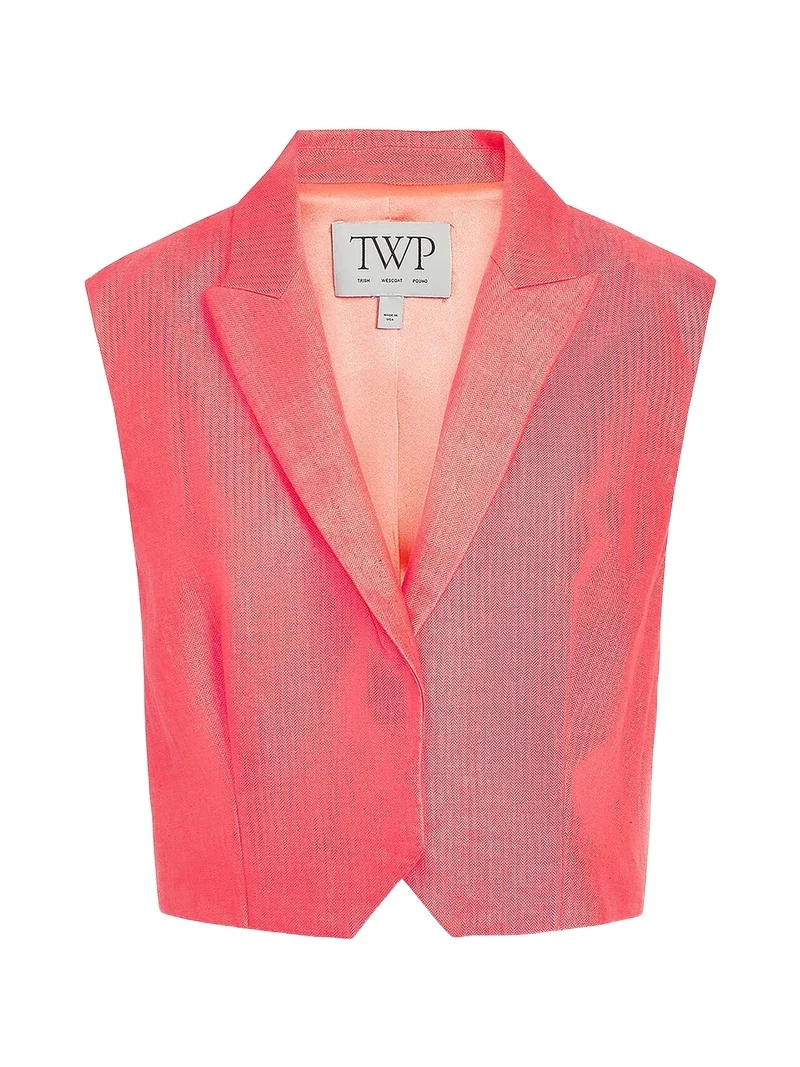 TWP Women's Katie Linen-Blend Tailored Vest