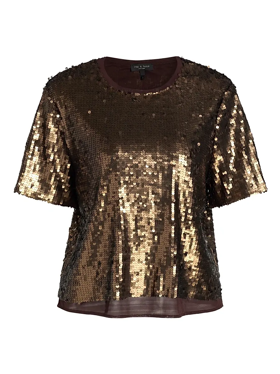 rag & bone Women's Lucy Sequined Crewneck T-Shirt