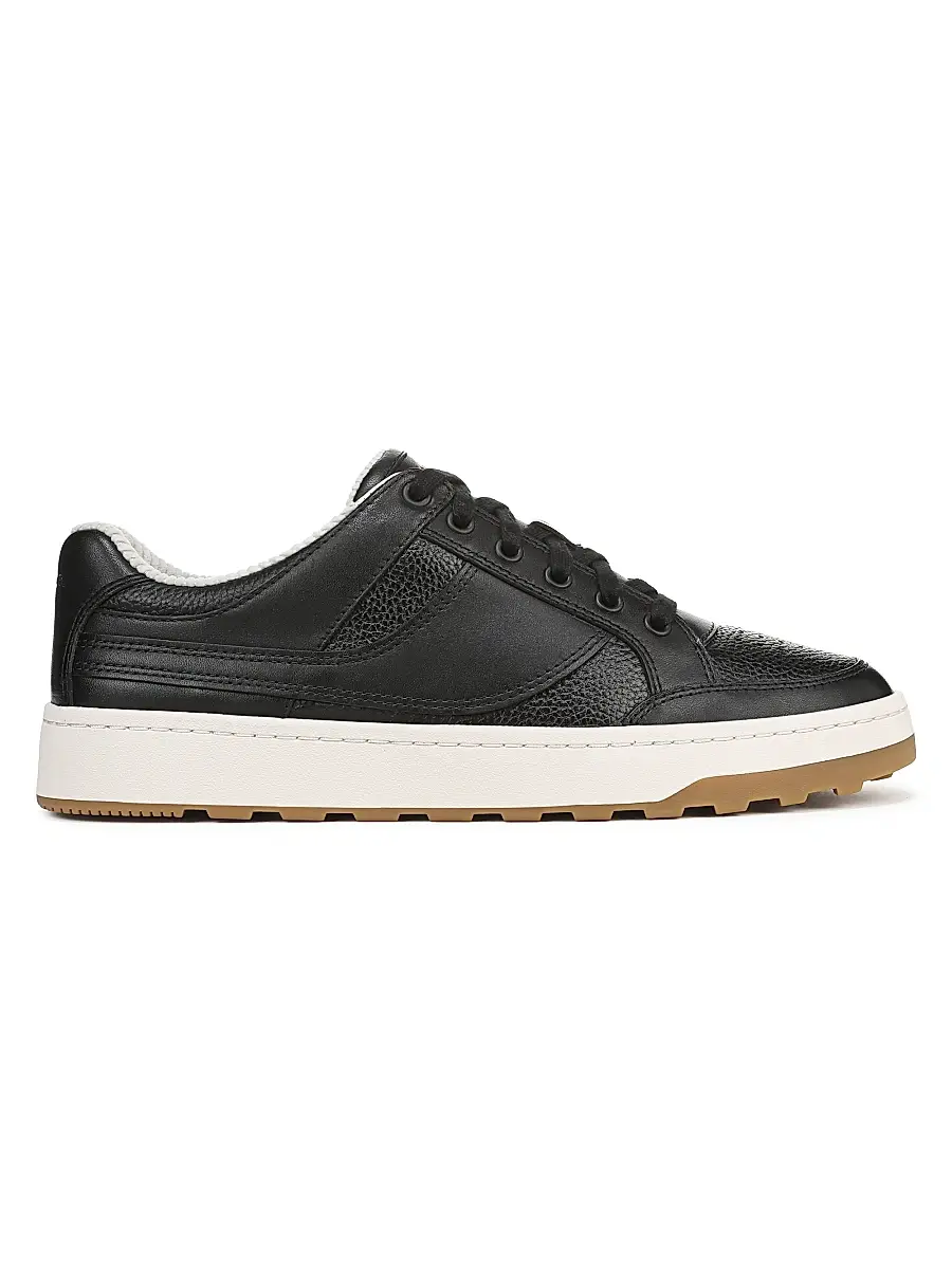 Vince Men's Wilder Court Leather Lace-Up Sneakers - Black | Image 1 Vince Men's Wilder Court Leather Lace-Up Sneakers - Black | Image 1