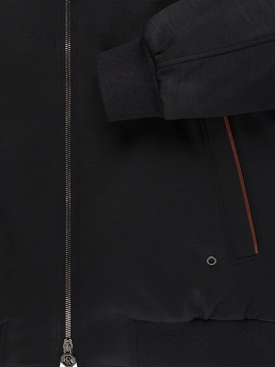 Stefano Ricci Men's Wool Hooded Bomber Jacket - Black | Thumbnail 3