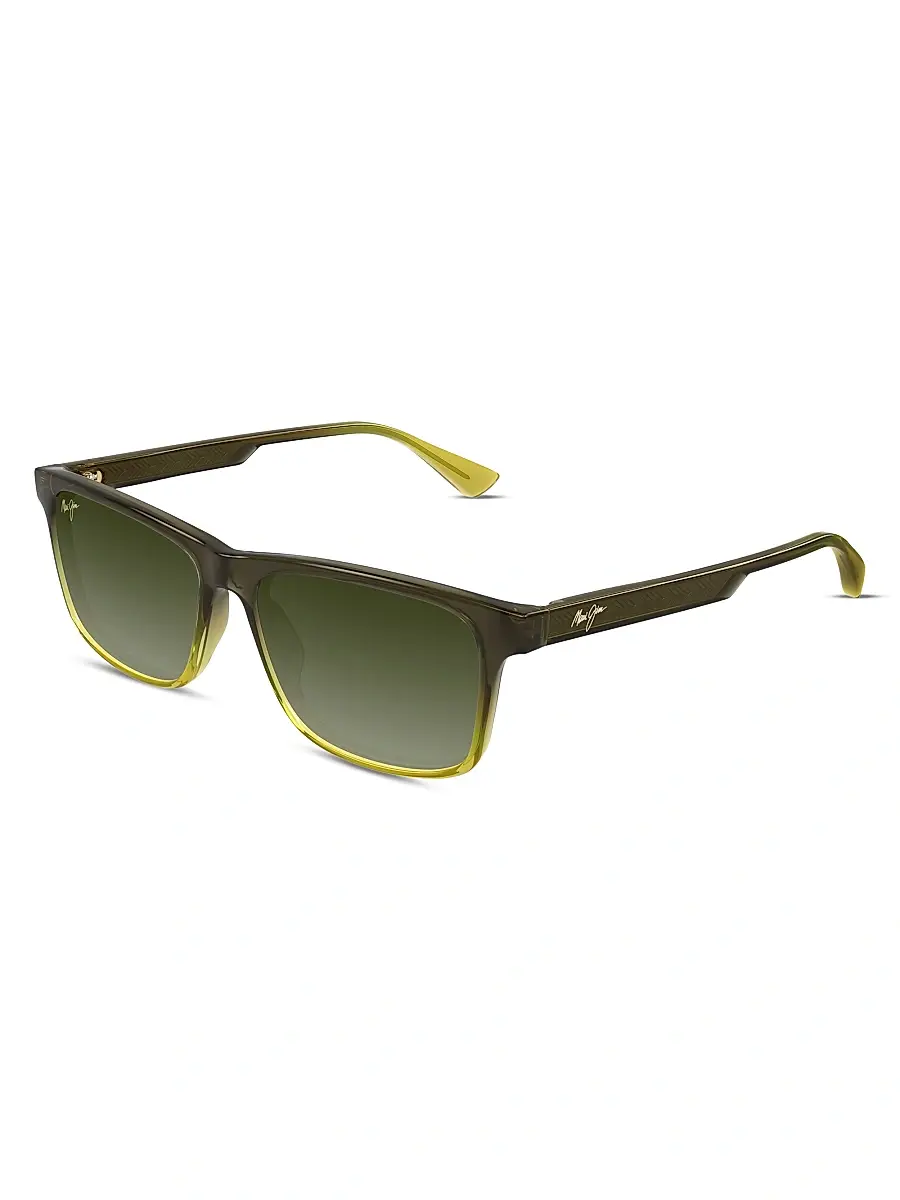 Maui Jim Men's 55MM Rectangular Sunglasses - Green | Image 1 Maui Jim Men's 55MM Rectangular Sunglasses - Green | Image 1