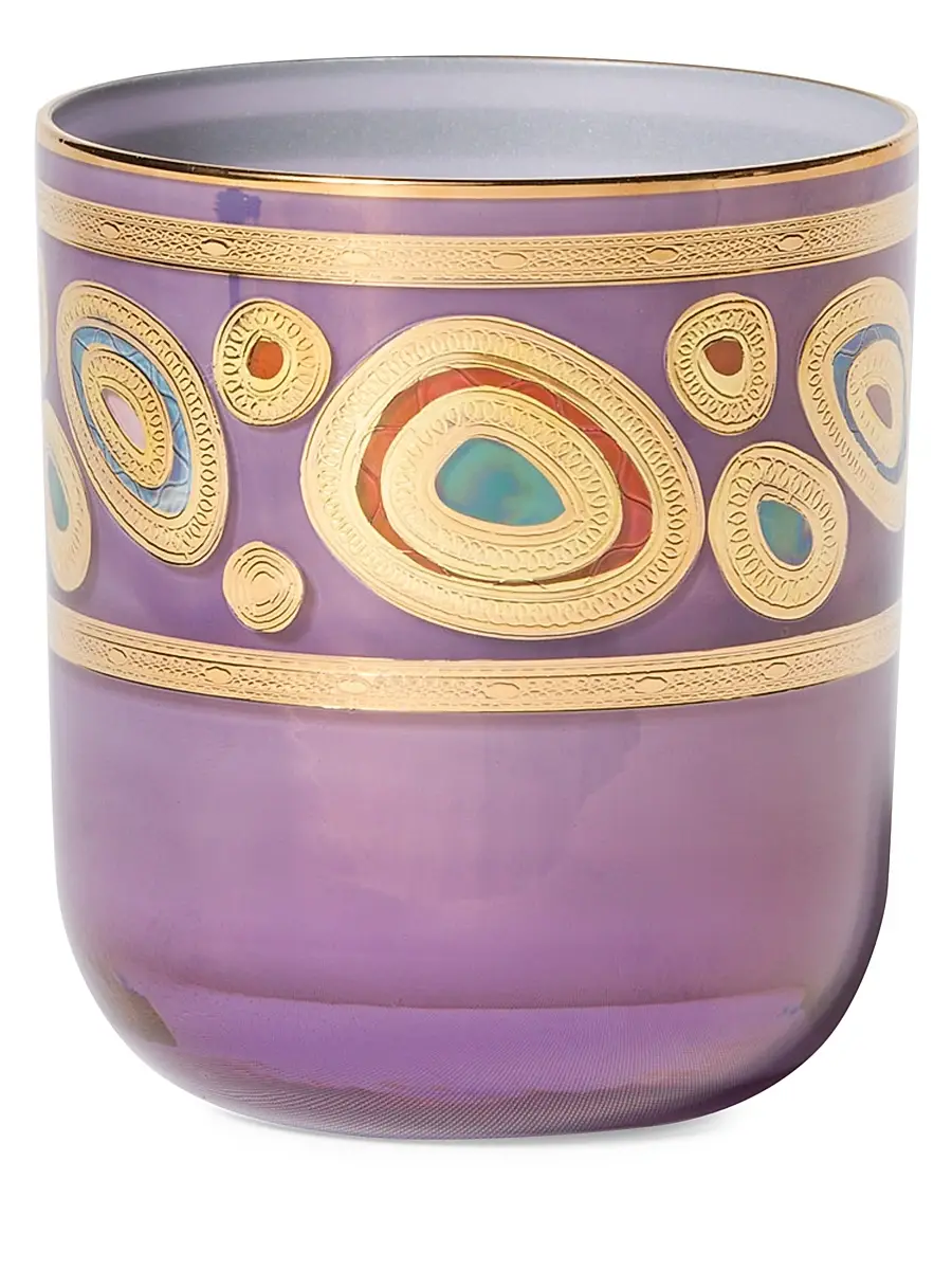 Vietri Regalia Double Old Fashioned Glass - Purple | Image 1 Vietri Regalia Double Old Fashioned Glass - Purple | Image 1