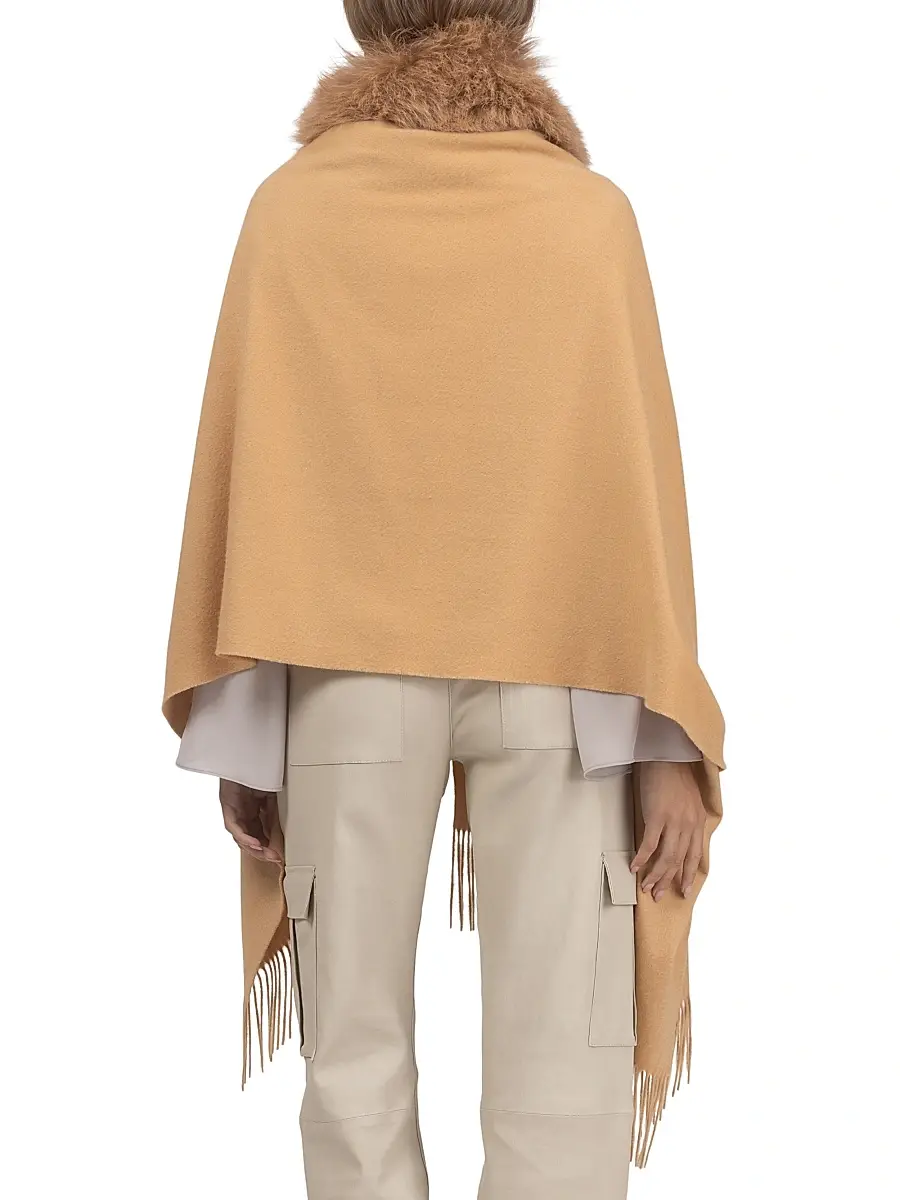 Gorski Women's Select Cashmere Stole with Select Lamb Collar | Thumbnail 4 Gorski Women's Select Cashmere Stole with Select Lamb Collar | Thumbnail 4