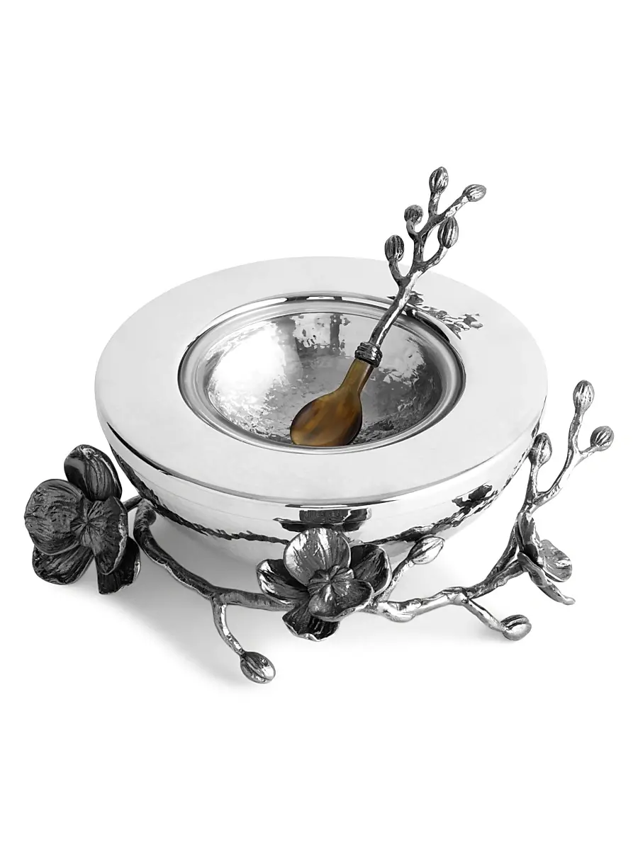 Michael Aram Black Orchid 3-Piece Caviar Dish & Spoon Set | Thumbnail 2