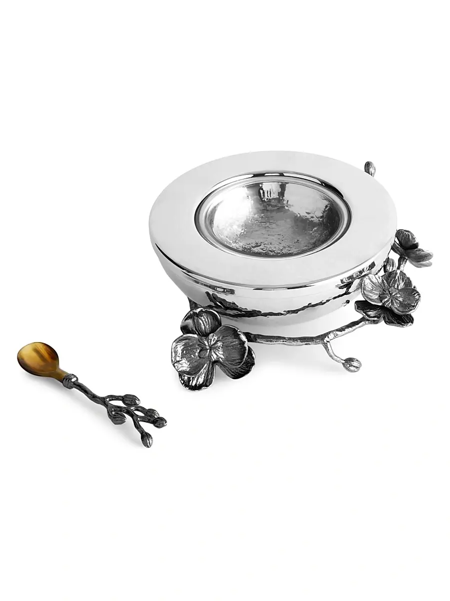 Michael Aram Black Orchid 3-Piece Caviar Dish & Spoon Set | Thumbnail 3