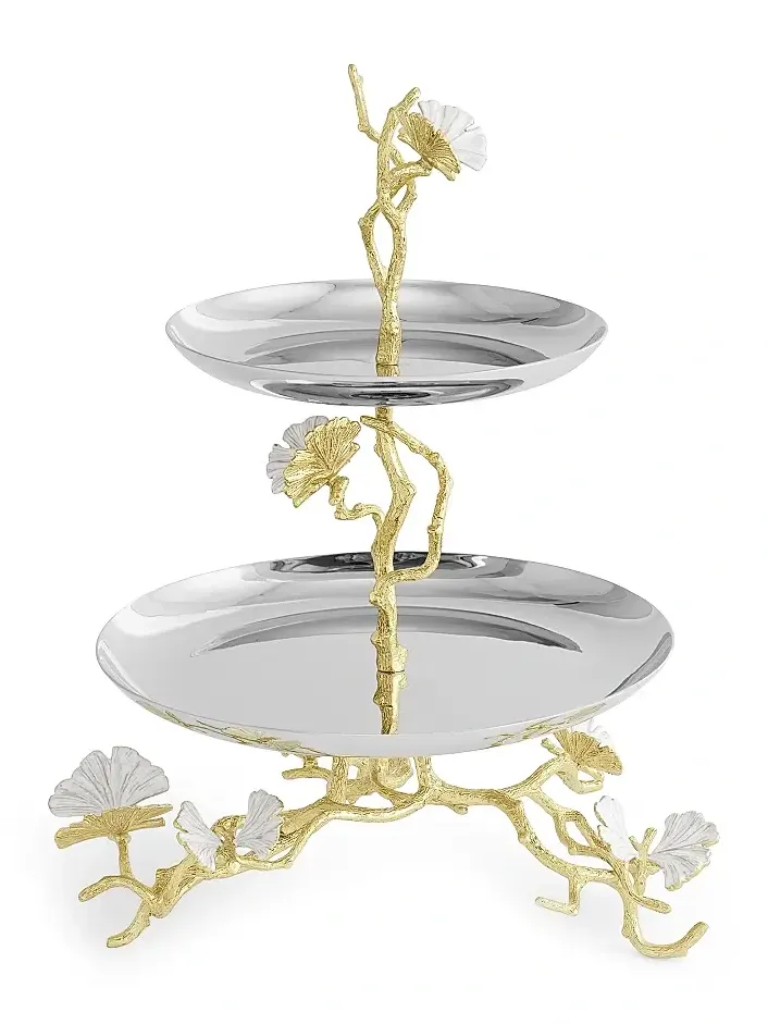 Michael Aram Butterfly Ginkgo Gold 2-Tier Etagere
