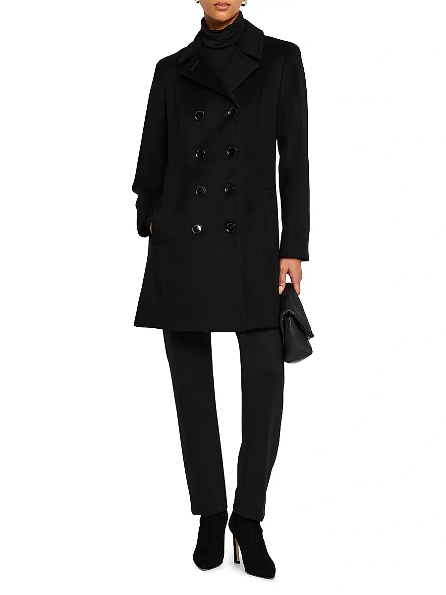 Sofia Cashmere Women's Cashmere Double-Breasted Peacoat | Thumbnail 2 Sofia Cashmere Women's Cashmere Double-Breasted Peacoat | Thumbnail 2