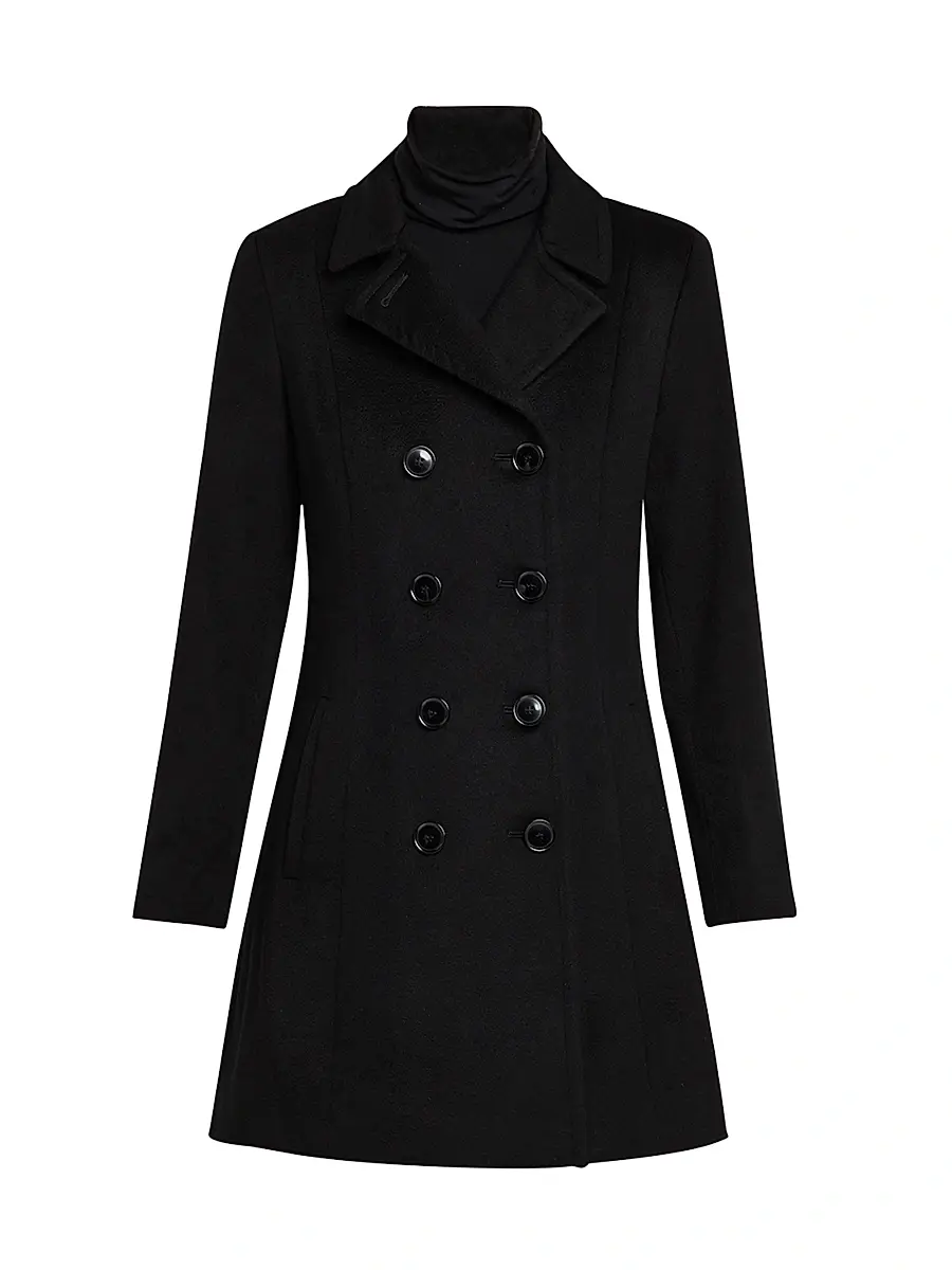 Sofia Cashmere Women's Cashmere Double-Breasted Peacoat - Black - Size 14 | Image 1 Sofia Cashmere Women's Cashmere Double-Breasted Peacoat - Black - Size 14 | Image 1