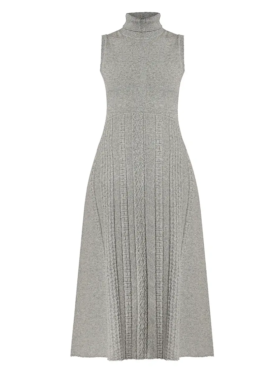 Shoshanna Women's Carmella Cotton-Wool Midi-Dress - Grey | Image 1 Shoshanna Women's Carmella Cotton-Wool Midi-Dress - Grey | Image 1