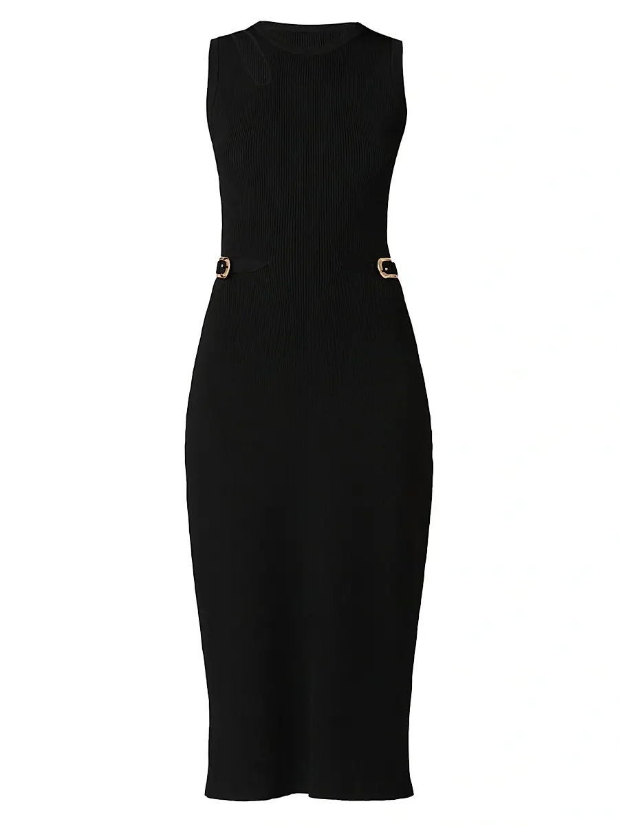Shoshanna Women's Fleur Cut Out Sheath Midi-Dress - Jet | Image 1 Shoshanna Women's Fleur Cut Out Sheath Midi-Dress - Jet | Image 1