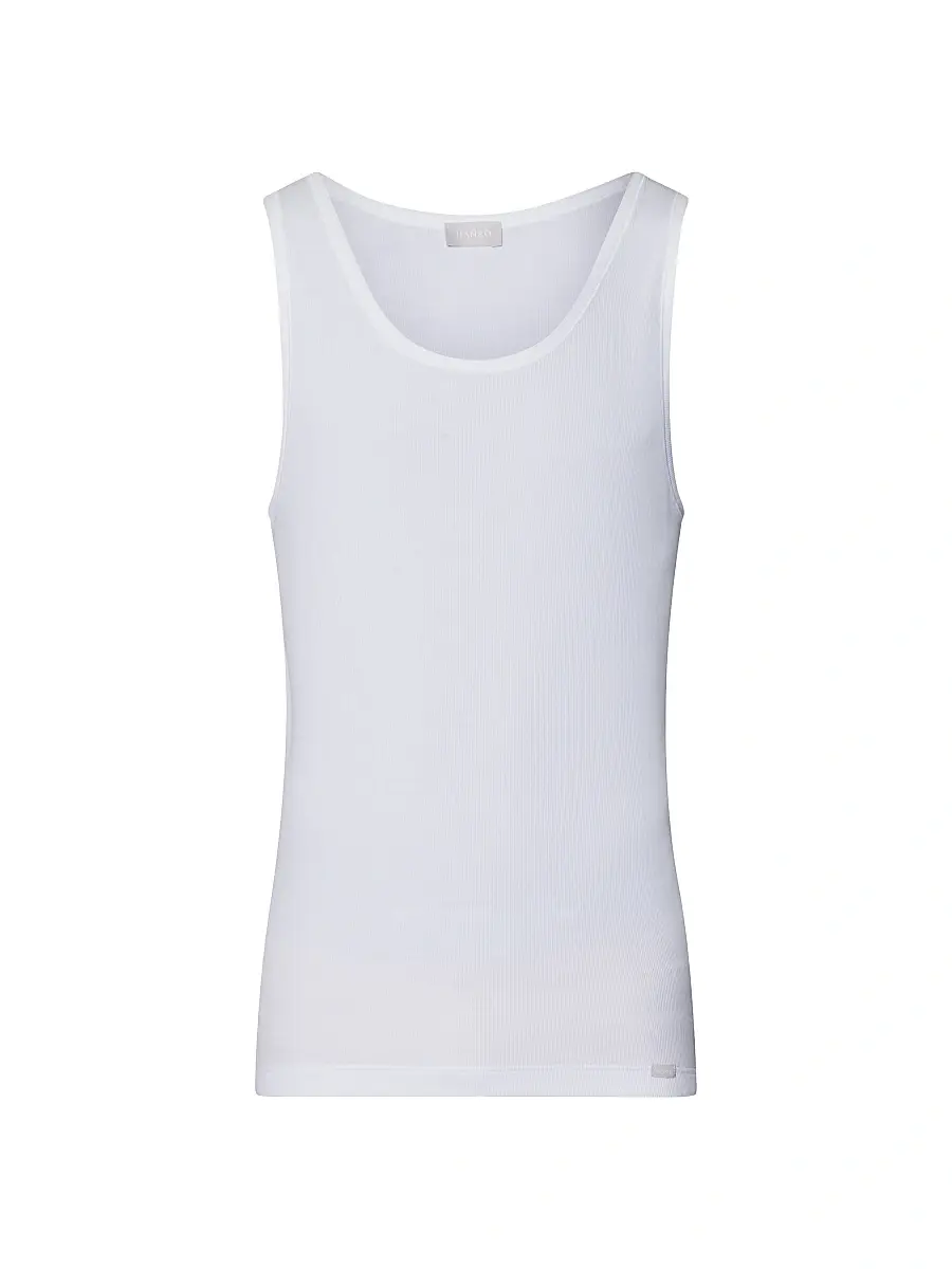 Hanro Men's Cotton Essentials Rib-Knit Tank - White | Image 1 Hanro Men's Cotton Essentials Rib-Knit Tank - White | Image 1