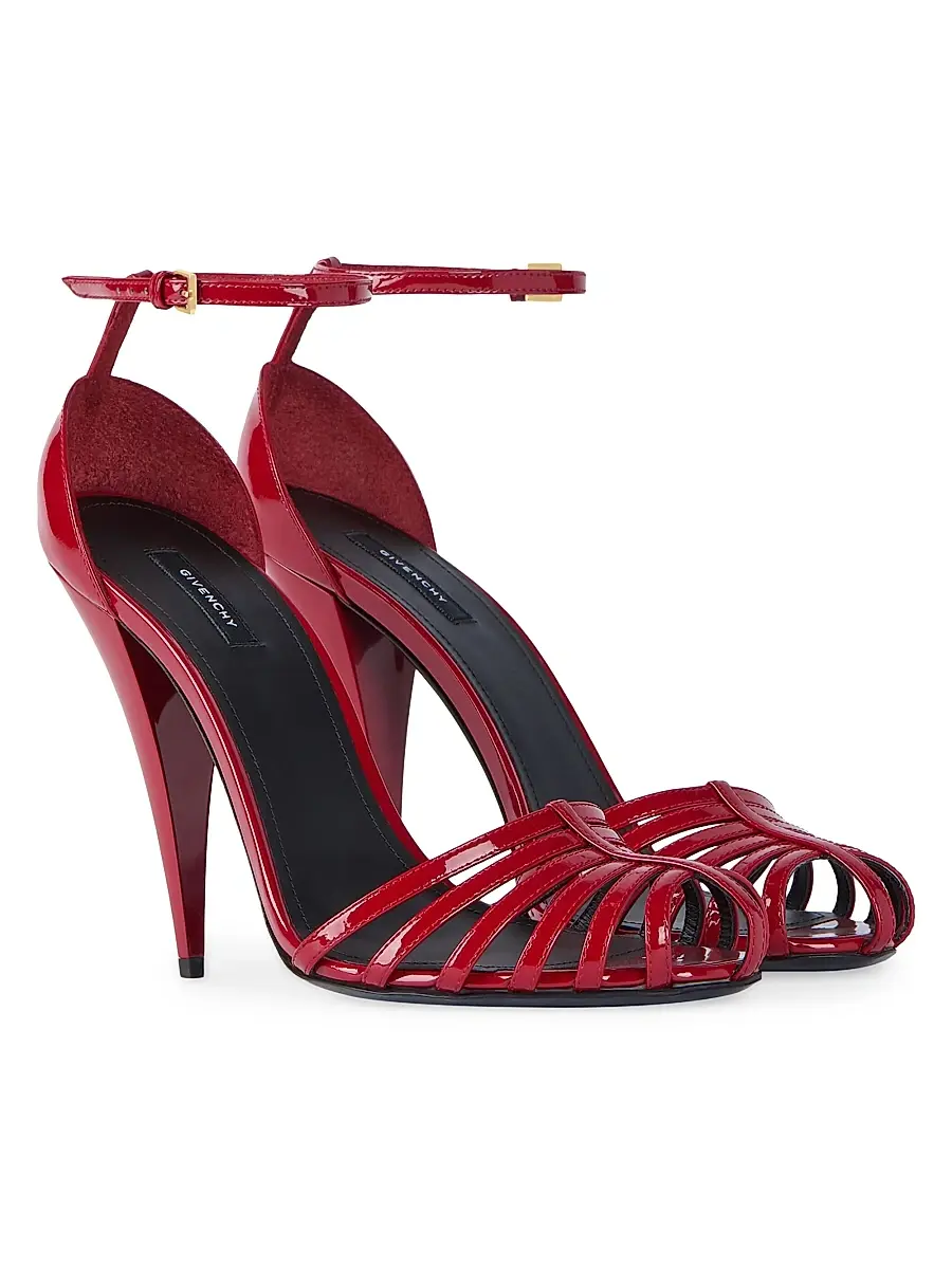 Givenchy Women's Cage Heeled Sandals in Patent Leather - Deep Red | Thumbnail 2 Givenchy Women's Cage Heeled Sandals in Patent Leather - Deep Red | Thumbnail 2