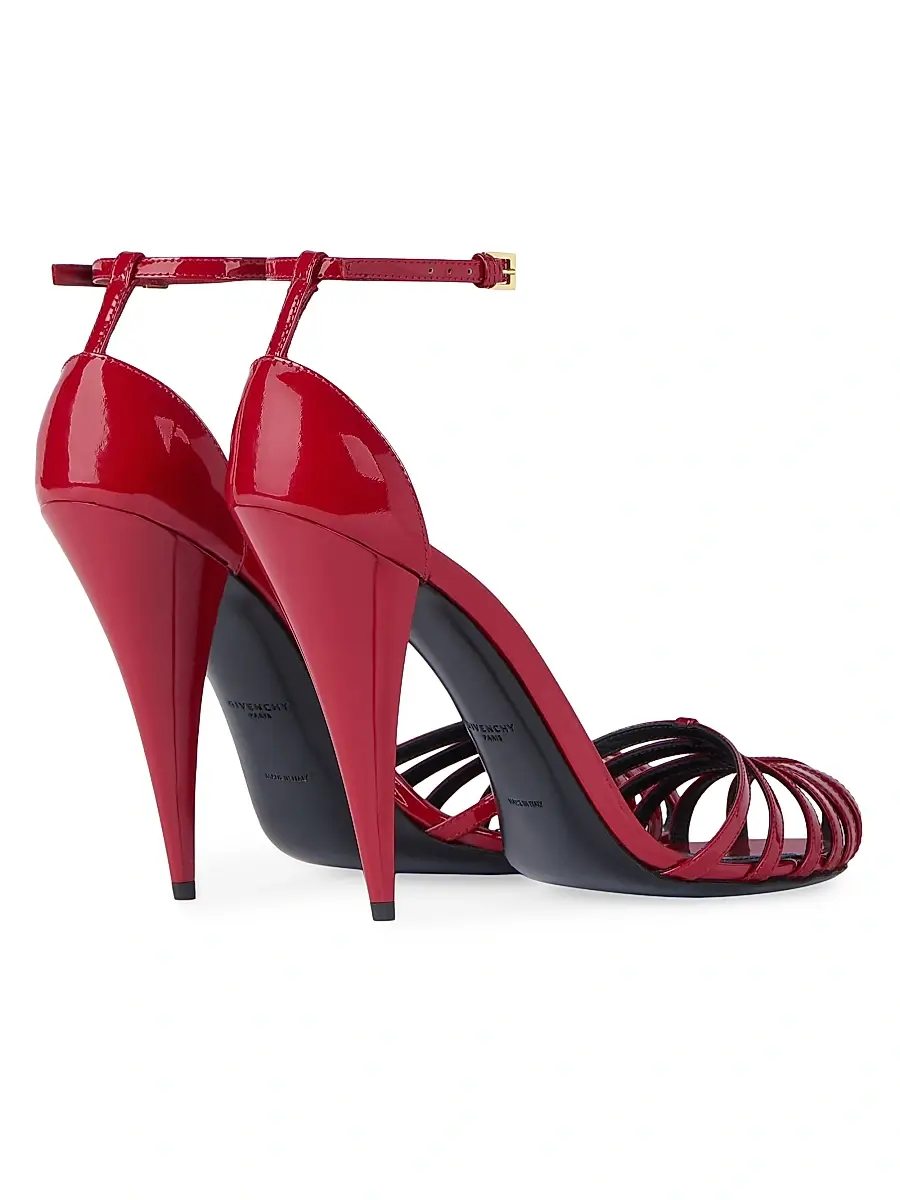 Givenchy Women's Cage Heeled Sandals in Patent Leather - Deep Red | Thumbnail 4 Givenchy Women's Cage Heeled Sandals in Patent Leather - Deep Red | Thumbnail 4