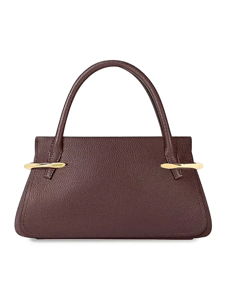 Givenchy Women's Mini Pinch Top Handle Bag in Grained Leather - Ebony Brown