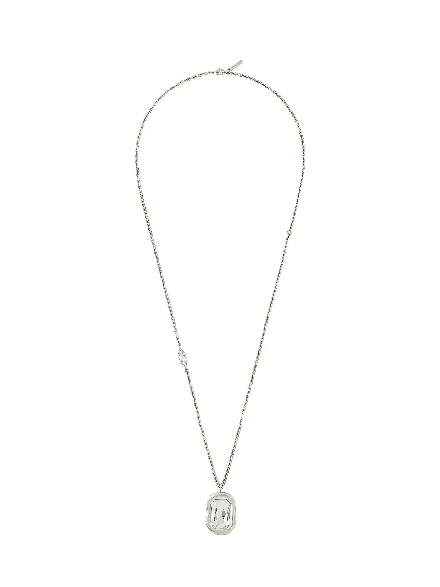 Women's Sculptural Crystal Necklace in Metal and Crystal - Antic Silvery Women's Sculptural Crystal Necklace in Metal and Crystal - Antic Silvery