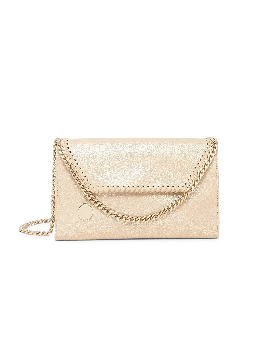 Stella McCartney Women's Falabella Eco Shiny Dotted Chamois Chain Wallet - Gold | Image 1 Stella McCartney Women's Falabella Eco Shiny Dotted Chamois Chain Wallet - Gold | Image 1