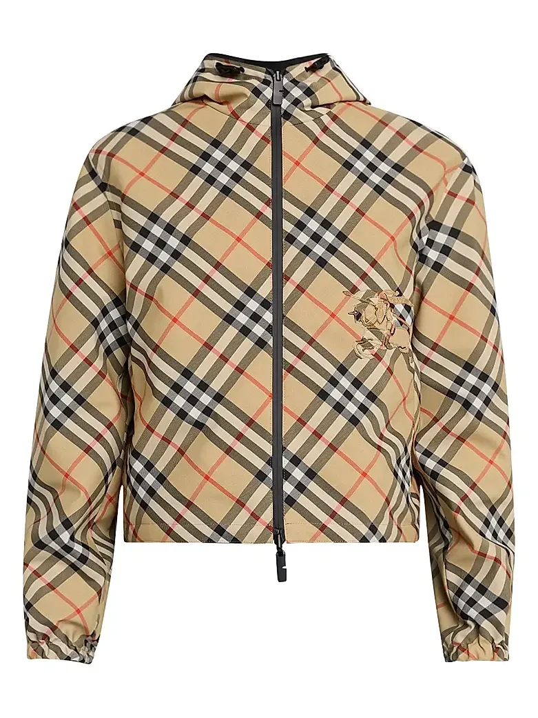 Women's Reversible Check Crop Zip Jacket