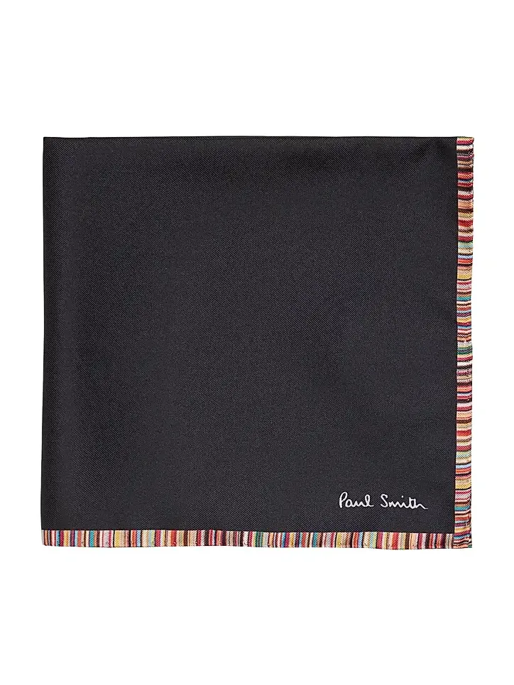 Men's Signature Stripe-Trim Silk Pocket Square Men's Signature Stripe-Trim Silk Pocket Square