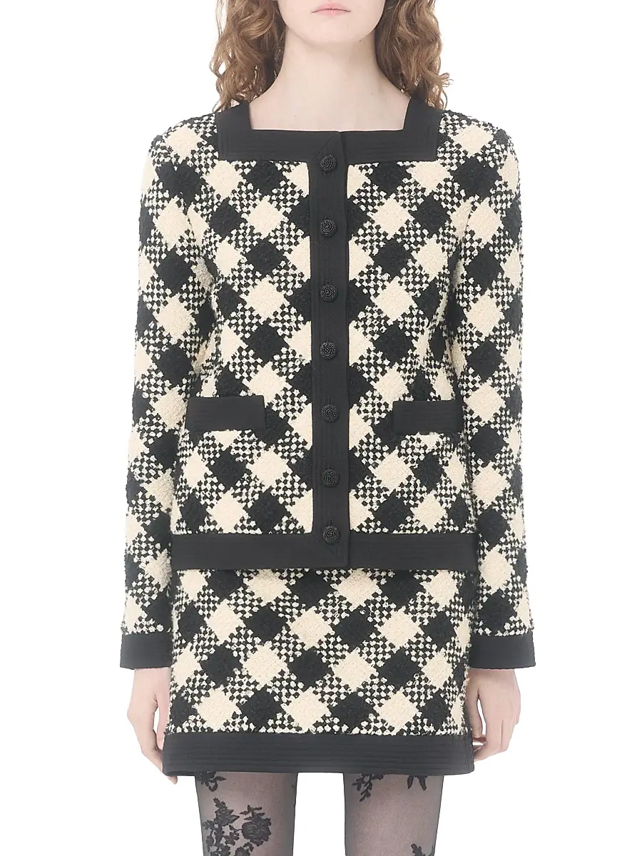 Valentino Women's Damier Tweed Jacket | Thumbnail 2 Valentino Women's Damier Tweed Jacket | Thumbnail 2