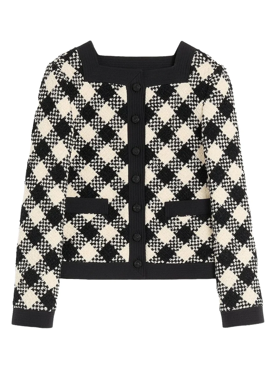 Women's Damier Tweed Jacket Women's Damier Tweed Jacket