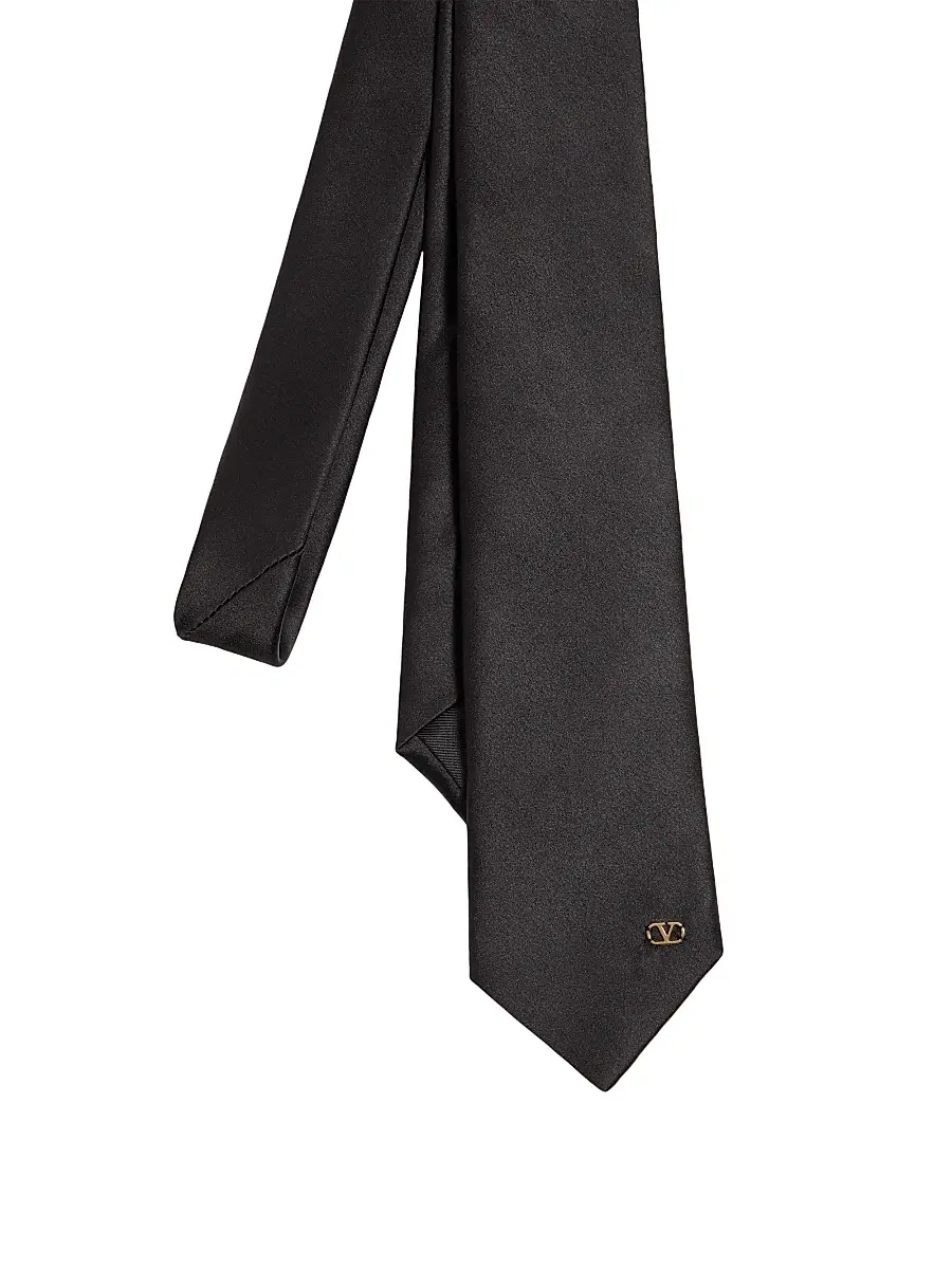 Valentino Men's Valentie Silk Tie with VLogo Signature Detail | Thumbnail 2 Valentino Men's Valentie Silk Tie with VLogo Signature Detail | Thumbnail 2