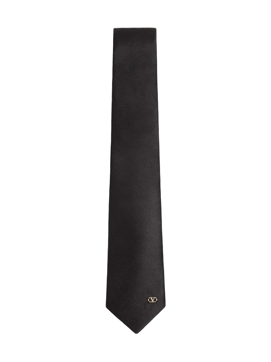 Men's Valentie Silk Tie with VLogo Signature Detail