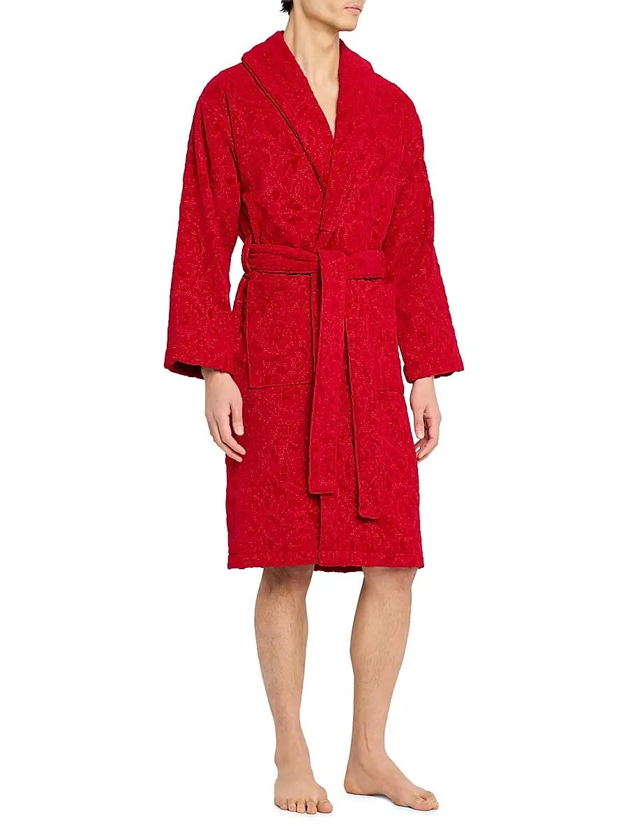 Versace Men's Barocco Cotton Bathrobe | Thumbnail 2 Versace Men's Barocco Cotton Bathrobe | Thumbnail 2